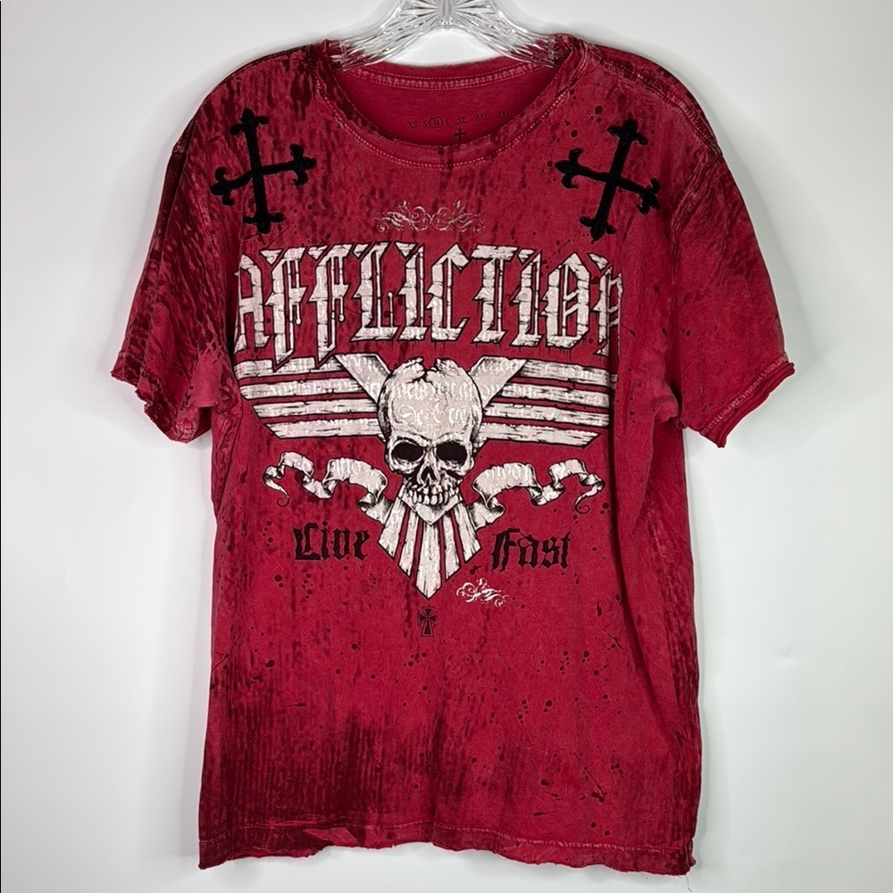 Affliction Red Live Fast Tshirt Size Medium